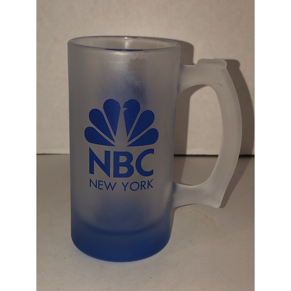 NBC New York Television TV Network NYC 5.5” Frosted Glass Stein Cup Souvenir
